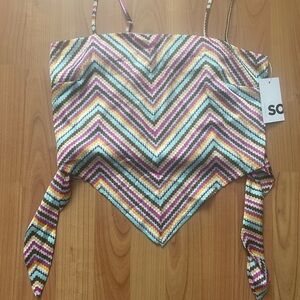 NWT SO striped size small adjustable straps boho top Mfg 34.99